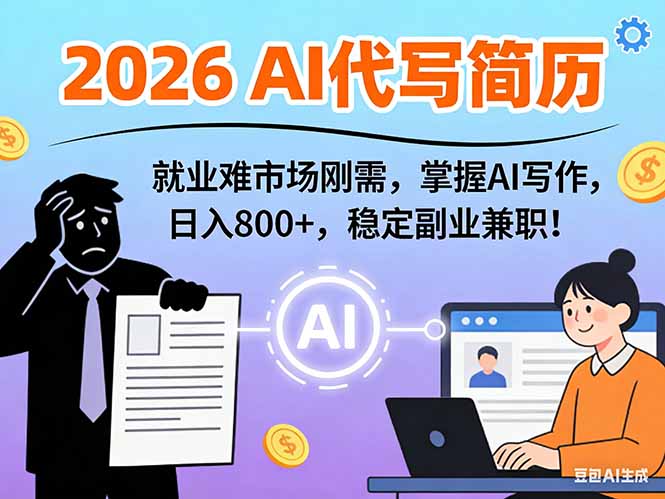 AI代写简历，超暴利，用万能模板月入1-3万实战教程，2026年市场刚需！-选优云网创