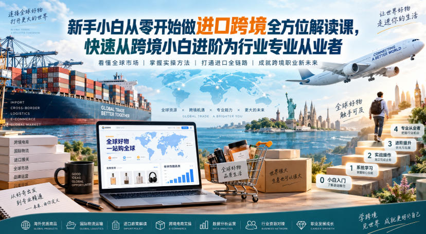 新手小白从零开始做进口跨境全方位解读课，快速从跨境小白进阶为行业专业从业者-选优云网创