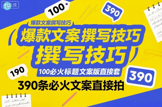 爆款文案撰写技巧，100个必火标题文案模版直接套，390条必火文案直接拍-选优云网创