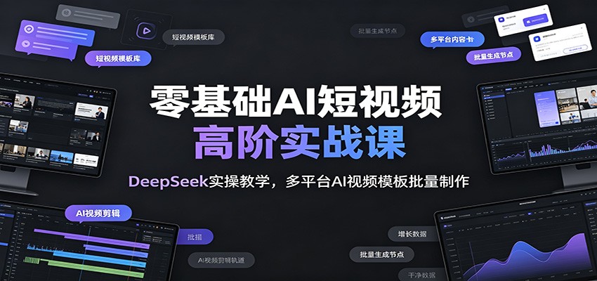 零基础AI短视频高阶实战课：DeepSeek实操教学，多平台AI视频模板批量制作-选优云网创