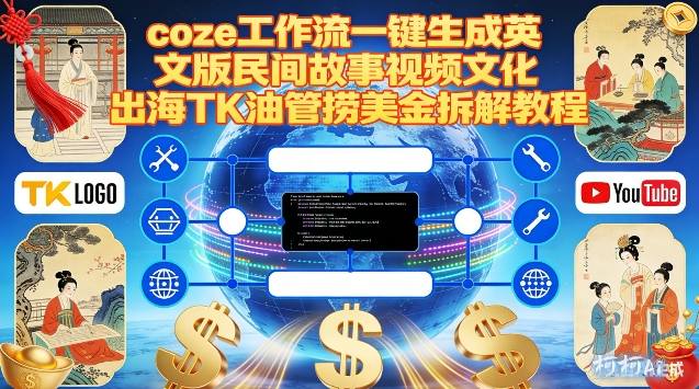 Coze扣子工作流一键生成英文版民间故事视频，文化出海TK油管捞美金拆解教程-选优云网创