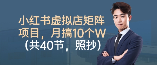 小红书虚拟店矩阵项目，照抄照做，月搞1W+(共40节)-选优云网创