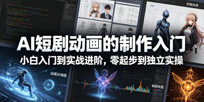 AI短剧动画的制作入门，小白入门到实战进阶，零起步到独立实操-选优云网创