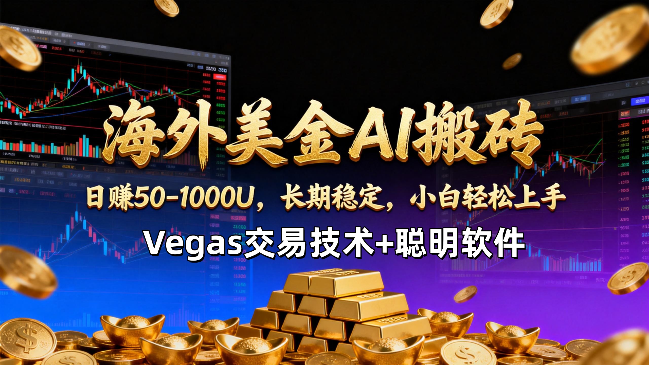 【海外美金AI搬砖】Vegas交易技术+聪明软件，日赚50-1000U，长期稳定，小白轻松上手。-选优云网创