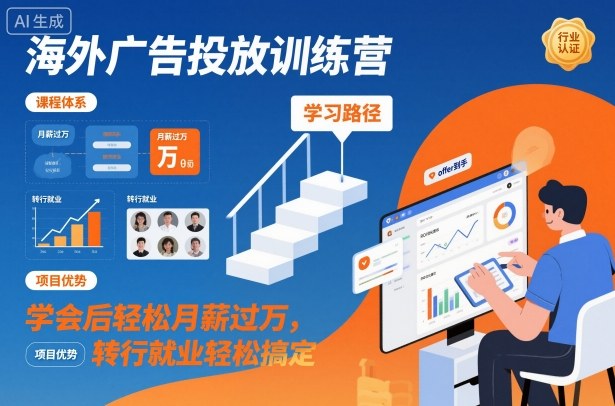 海外广告投放训练营,学会后轻松月薪过万,转行就业轻松搞定-选优云网创