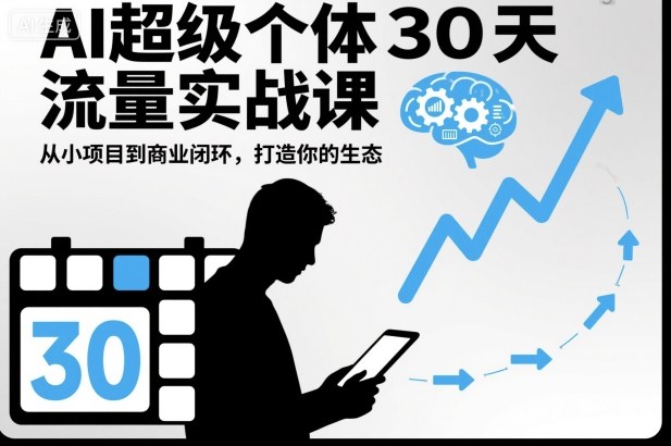 AI超级个体30天流量实战课，从小项目到商业闭环，打造你的生态-选优云网创