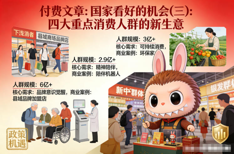 付费文章：国家看好的机会(三)：四大重点消 费人群的新生意-选优云网创
