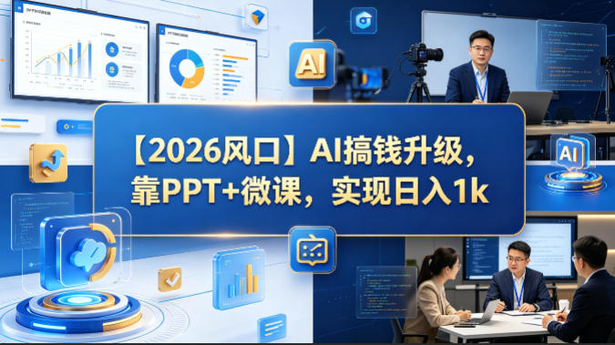 【2026风口】AI搞钱升级，靠PPT+微课，实现日入1k-选优云网创