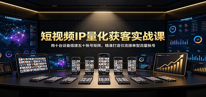 短视频IP量化获客实战课：用十台设备搭建五十账号矩阵，精准打造引流接单型流量账号-选优云网创