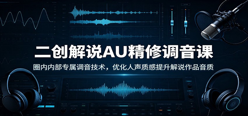 二创解说AU精修调音课：圈内内部专属调音技术，优化人声质感提升解说作品音质-选优云网创