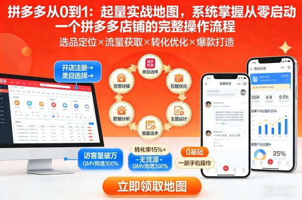 拼多多从0到1：起量实战地图，系统掌握从零启动一个拼多多店铺的完整操作流程-选优云网创