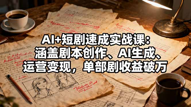 AI+短剧速成实战课:涵盖剧本创作、AI生成、运营变现,单部剧收益破万-选优云网创