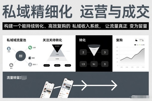 私域精细化运营与成交，构建一个能持续转化、高效复购的私域收入系统，让流量真正变为留量-选优云网创