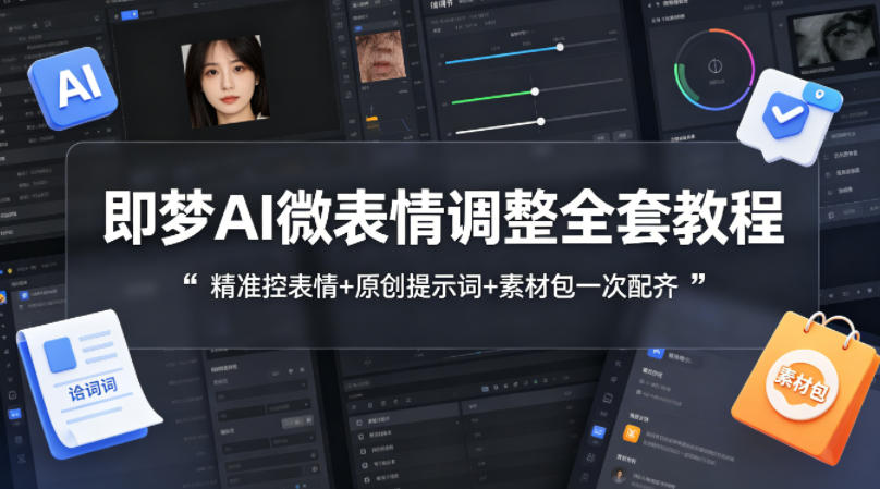 即梦AI微表情调整全套教程，精准控表情+原创提示词+素材包一次配齐-选优云网创