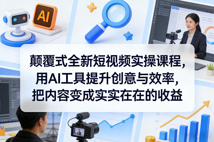 颠覆式全新短视频实操课程，用AI工具提升创意与效率，把内容变成实实在在的收益-选优云网创
