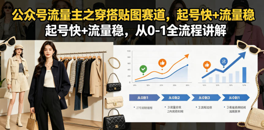 公众号流量主之穿搭贴图赛道，起号快+流量稳，从0-1全流程讲解-选优云网创