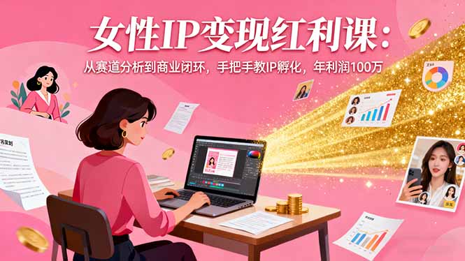女性IP变现红利课：从赛道分析到商业闭环，手把手教IP孵化，年利润100万-选优云网创