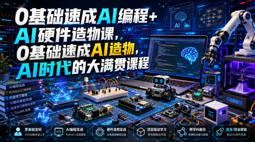 0基础速成AI编程+AI硬件造物课，0基础速成AI造物，AI时代的大满贯课程-选优云网创