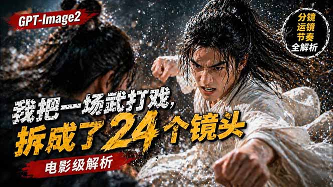 用GPT-Image2，把一段武打对决拆成24个连续镜头，从人物建立、动作衔接、运镜节奏，到情绪爆发-选优云网创
