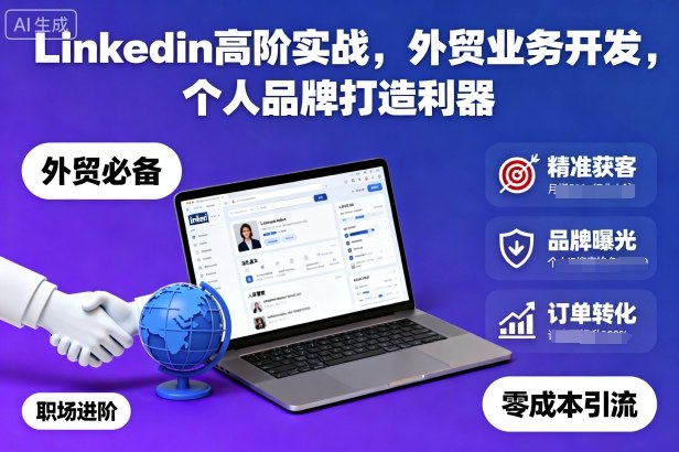 Linkedin高阶实战，外贸业务开发，个人品牌打造利器-选优云网创