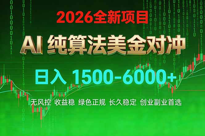 2026 全新美金对冲项目，不套平台赠金，不封号，纯算法对冲，日入 1500-6000+-选优云网创
