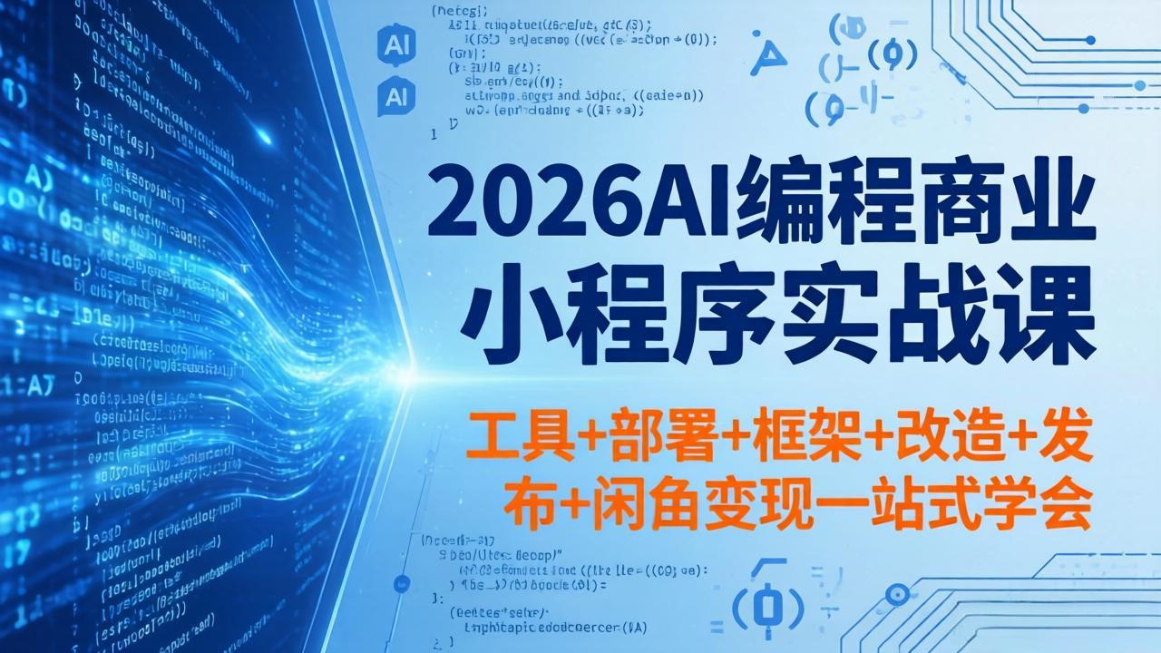 2026AI编程商业小程序实战课，工具+部署+框架+改造+发布+闲鱼变现一站式学会-选优云网创