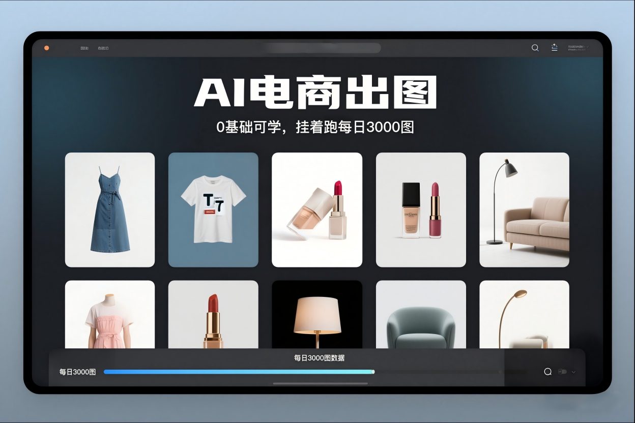 AI电商出图，0基础可学，挂着跑每日3000图-选优云网创