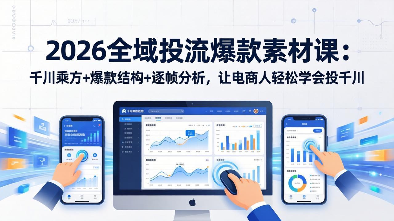 2026全域投流爆款素材课：千川乘方+爆款结构+逐帧分析，让电商人轻松学会投千川-选优云网创