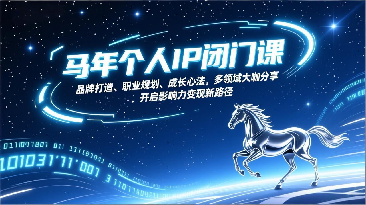 马年个人IP闭门课，品牌打造、职业规划、成长心法，多领域大咖分享，开启影响力变现新路径-选优云网创