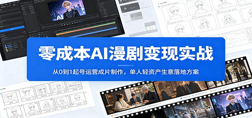 零成本AI漫剧变现实战：从0到1起号运营成片制作，单人轻资产生意落地方案-选优云网创
