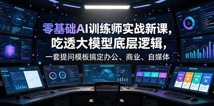 零基础AI训练师实战课，吃透大模型底层逻辑，一套提问模板搞定办公、商业、自媒体、设计、生活全场景AI落地应用-选优云网创