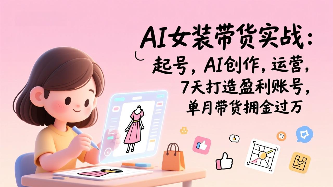 AI女装带货实战：起号，AI创作，运营，7天打造盈利账号，单月带货佣金过万-选优云网创