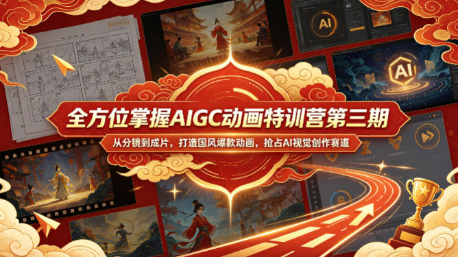 全方位掌握AIGC动画特训营第三期，从分镜到成片，打造国风爆款动画，抢占AI视觉创作赛道红利-选优云网创
