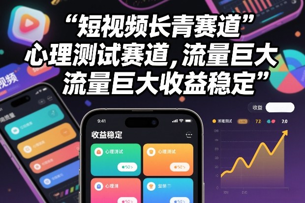 短视频长青赛道，心里测试赛道，流量巨大，收益稳定-选优云网创