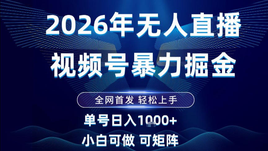 2026最新视频号无人直播掘金，全网首发，小白可以玩，长期稳定日入1k+【揭秘】-选优云网创