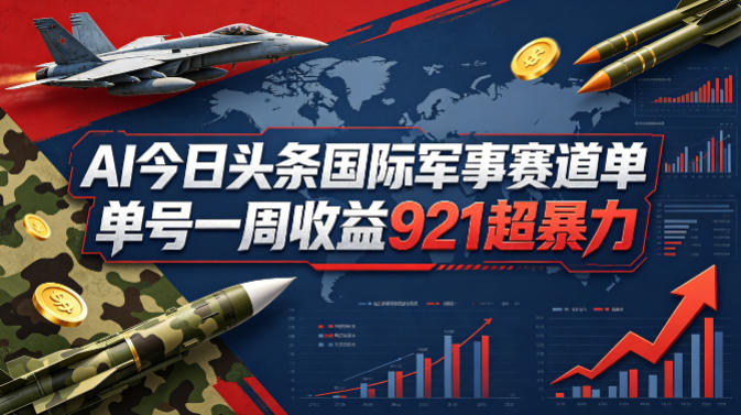 AI今日头条国际军事赛道，单号一周收益921，超暴力-选优云网创