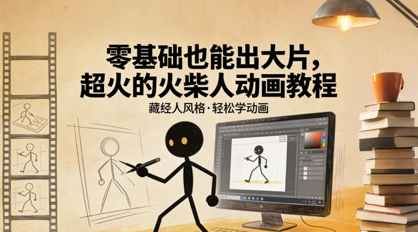 零基础也能出大片，超火的火柴人动画教程(藏经人风格)-选优云网创