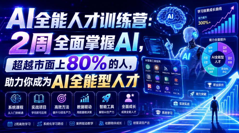 AI全能人才训练营：2周全面掌握AI，超越市面上80%的人，助力你成为AI全能型人才-选优云网创
