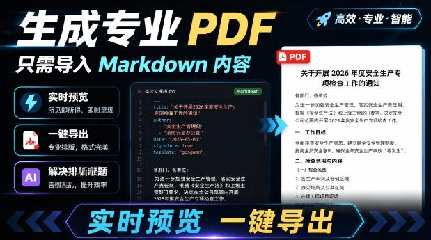 只需导入Markdown内容，实时预览一键导出专业PDF！轻松解决AI生成内容排版问题Presto-选优云网创