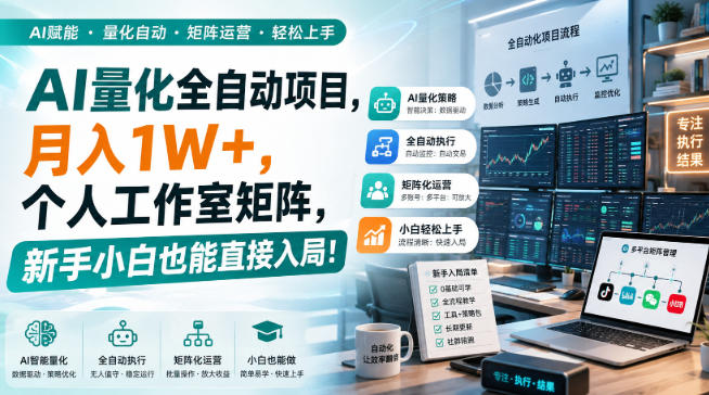 AI量化全自动项目，月入1W+，个人工作室矩阵，新手小白也能直接入局！【揭秘】-选优云网创
