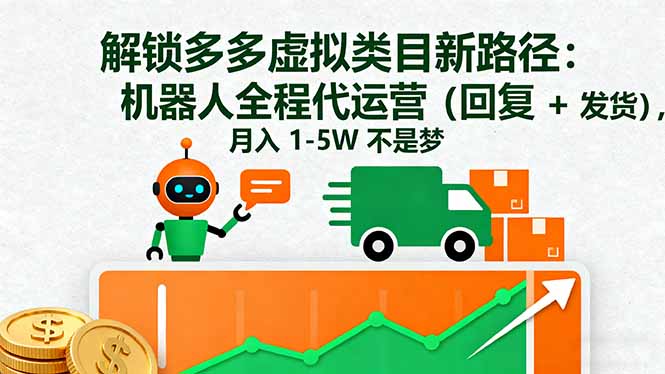 解锁多多虚拟类目新路径:机器人全程代运营(回复 + 发货-选优云网创