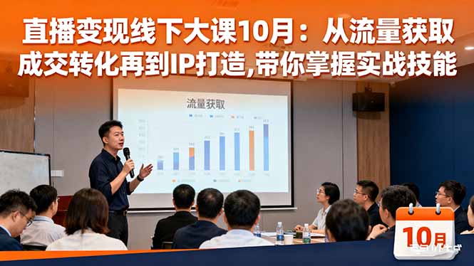 直播变现线下大课10月：从流量获取到成交转化再到IP打造,带你掌握实战技能-选优云网创