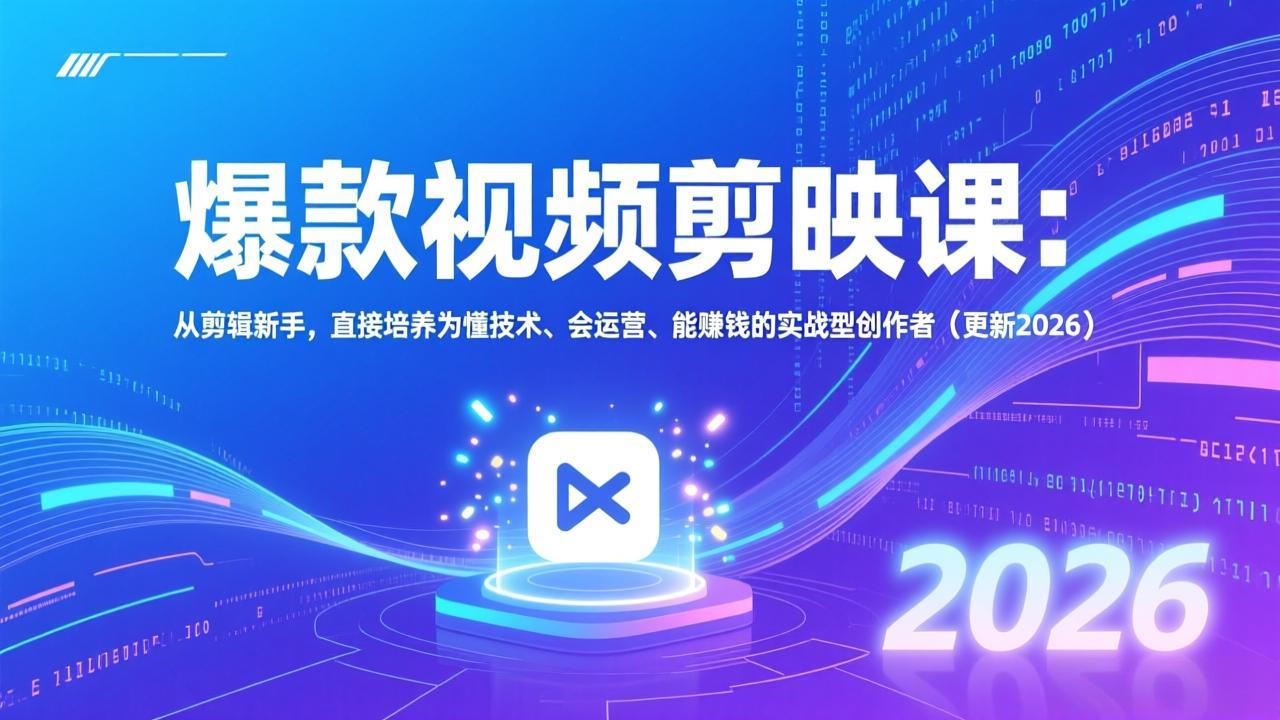 爆款视频剪映课：从剪辑新手，直接培养为懂技术、会运营、能赚钱的实战型创作者(更新2026-选优云网创
