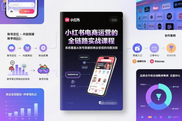 小红书电商运营的全链路实战课程，系统覆盖从账号搭建到商业变现的完整流程-选优云网创