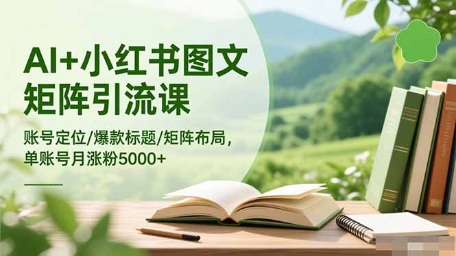 AI+小红书图文矩阵引流课：账号定位/爆款标题/矩阵布局/单账号月涨粉5000+-选优云网创