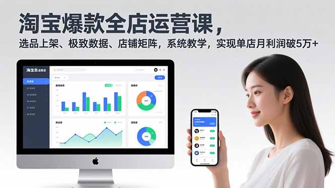 淘宝爆款全店运营课2.0，选品上架、极致数据、店铺矩阵，系统教学，实现单店月利润破5万+-选优云网创