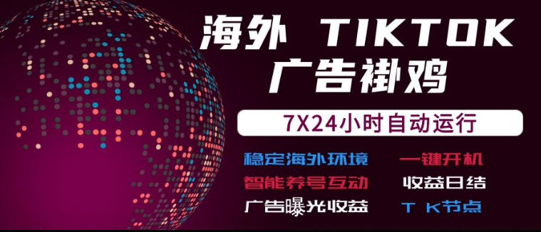 海外TikTok挂G流量变现，7X24自动运行，广告曝光收益，收益日结【揭秘】-选优云网创
