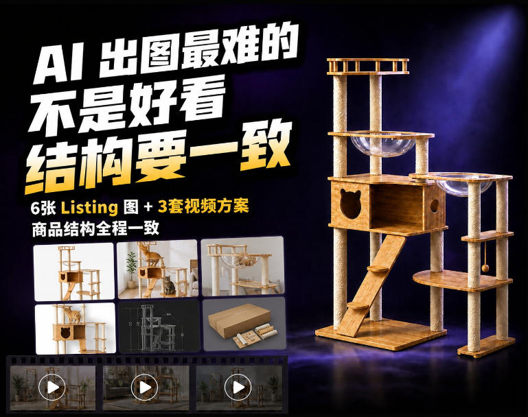 一张商品图，怎么生成6张Amazon Listing图和3套视频方案？-选优云网创
