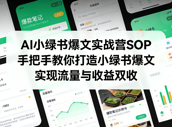 AI小绿书爆文实战营SOP，手把手教你打造小绿书爆文，实现流量与收益双收-选优云网创