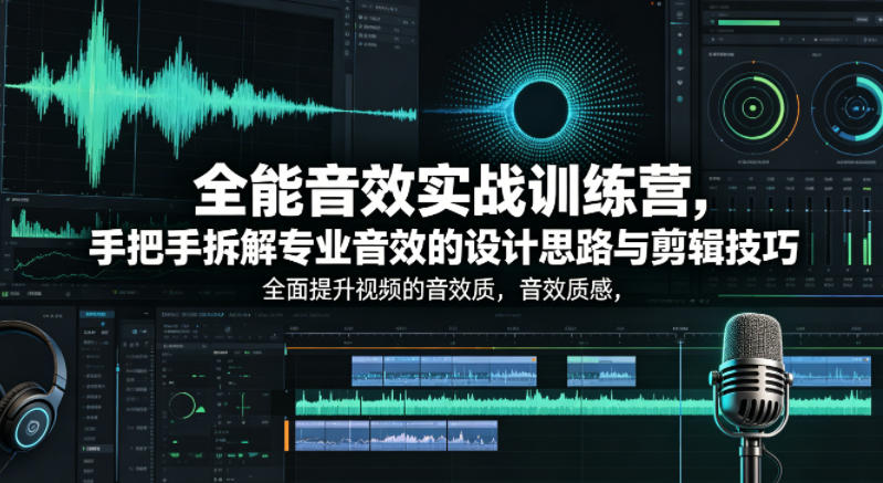全能音效实战训练营，手把手拆解专业音效的设计思路与剪辑技巧，全面提升视频的音效质感-选优云网创